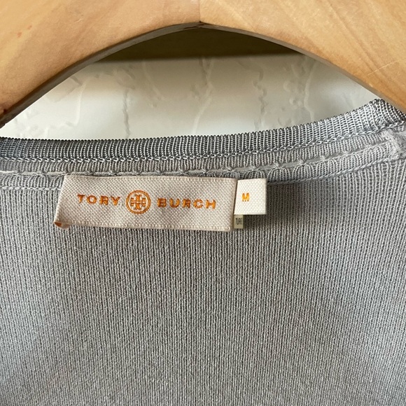 Tory Burch| Gray open front cardigan, slightly cropped with Knit eyelet detail• - Picture 10 of 15